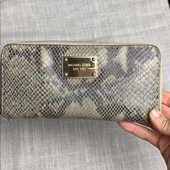 Michael Kors Snakeskin Zip Around Wallet